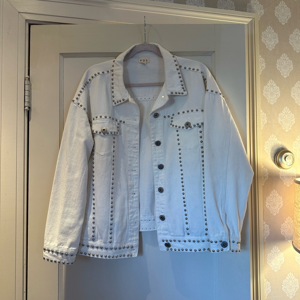 Studded White Denim Jacket